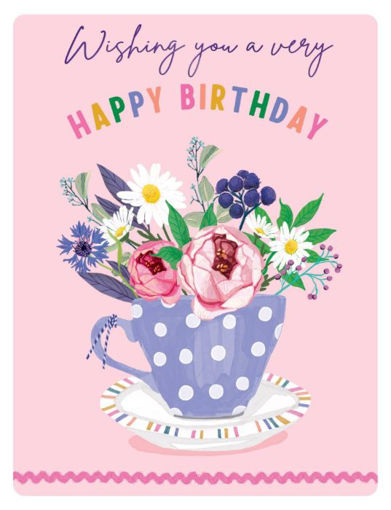 Picture of HAPPY BIRTHDAY CARD TEACUP FLOWERS